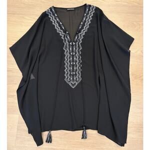 Miraclesuit black sheer beach swim suit cover up dress womens size Large